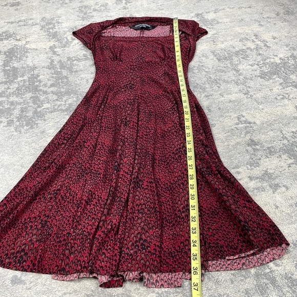 Norma Kamali Jersey Shrug Style Dress Red Snake Stretch Fit Flare Sz XS - Picture 6 of 11